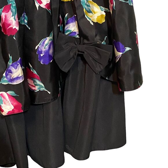 Brigitte Both Full Skirt Long West Germany Floral Print Size 44 Taffeta 80s - Picture 4 of 7